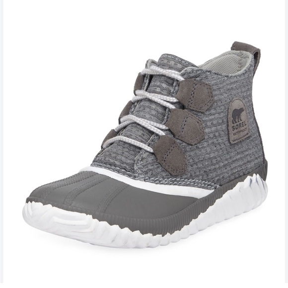 Sorel Out-N-About Plus Grey Knit Waterproof Duck Boots Booties - Picture 6 of 15